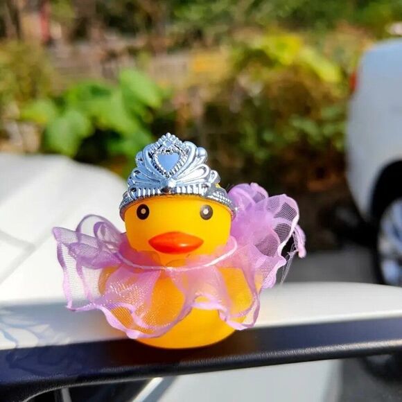 Cute Duck Design Dashboard Ornament with Tiara and Purple Skirt Jeep and Outdoor - Picture 1 of 2